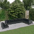 thumbnail image 1 of vidaXL 8 Piece Garden Lounge Set with Cushions Poly Rattan Dark Grey, 1 of 4