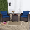 thumbnail image 2 of Giantex 3 Pieces Patio Furniture Set, PE Rattan Wicker 3 Pcs Outdoor Sofa Set w/Washable Cushion and Tempered Glass Tabletop, Conversation Furniture for Garden Poolside Balcony (Navy), 2 of 10