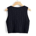 thumbnail image 3 of Women's Sweater Vest V Neck Cable Knit Sleeveless Loose Fit Solid Color Pullover Top S-M-L, 3 of 3