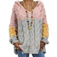 thumbnail image 4 of PVCS Women's Casual Hollow Out Solid Color Line V-Neck Long Sleeve Sweater Tops Blouse, 4 of 6