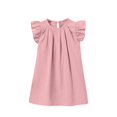 thumbnail image 3 of Milgrthf Robe d'Été Mini à Manches Volantées pour Filles, Ample, Plissée, Mignonne, Ligne A, Évasée, Col Ras du Cou, Robes de Plage pour 0-6 Ans, Rose, 1 An, 3 of 4