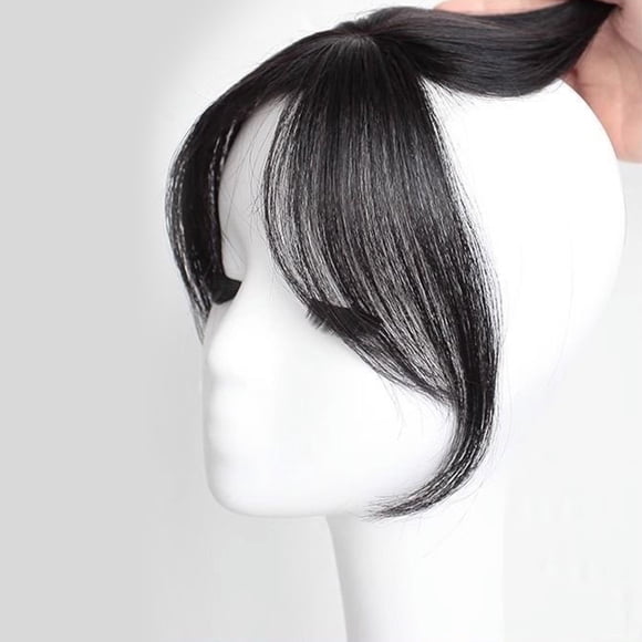 WEIWEIGG Clip In Hair Toppers for Women - Real Human Hair, 3D Side Parted Trimmable Wispy Bangs, Thinning Hair Coverage, Breathable Daily Wear