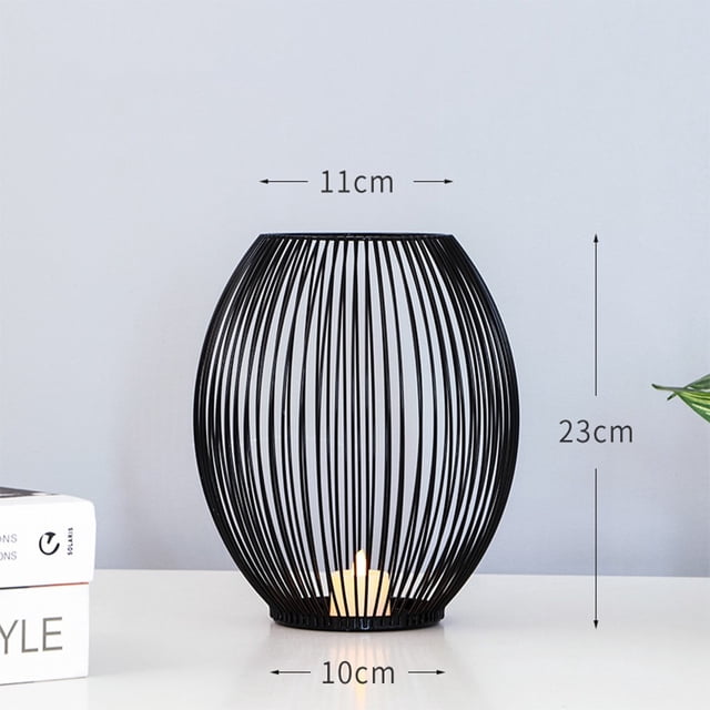 Black Hollow Metal Candlestick Wire Lantern Candle Holder Cage Stand Home Decor
