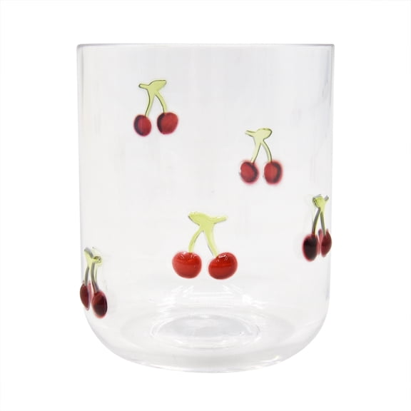Mainstays Cherry Icon Plastic Lowball Drinking Glass, Lightweight & Reusable, 1 Piece