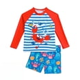 thumbnail image 2 of MIASHUI Ensembles de Maillots de Bain Deux Pièces pour Garçons, Combinaison anti-UV à Manches Longues pour Enfants, Rouge, 1-2 Ans, 2 of 5
