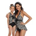 thumbnail image 2 of HAWEE Mommy and Me Halter Ruffle Swimsuit Leopard Print High Waisted Adjustable Straps Family Matching Bikini Set for 2-12 Years Old, 2 of 3
