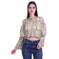 thumbnail image 1 of Moomaya Printed Casual Long Sleeve Tops Women Cold Shoulder Ruffle Sleeves Top, 1 of 4