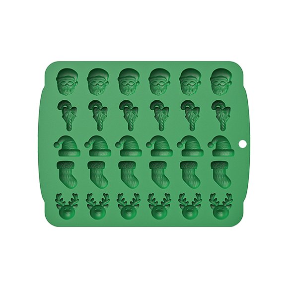 Jierger Christmas Candy Molds, 1 Pack- 30 Cavity Christmas Gummy Molds Santa Clause Snowman Hat, Socks, Elk Shape Christmas Silicone Molds for Mini Chocolate