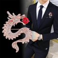 thumbnail image 2 of Hommes Rétro Style Dragon Broche Corsage Broche Chinois Style Parti Badge Bijoux Or + Rouge, 2 of 9