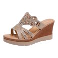 thumbnail image 2 of Latrodar Sandales de Douche pour Femmes Rétro Souples Tendance Sandales à Enfiler pour Femmes Été Sandales à Strass Brillantes Sandales à Plateforme Talons Chaussures de Douche Sandales de Plage à Enfiler Sandales d'Extérieur Respirantes à Enfiler, 2 of 5