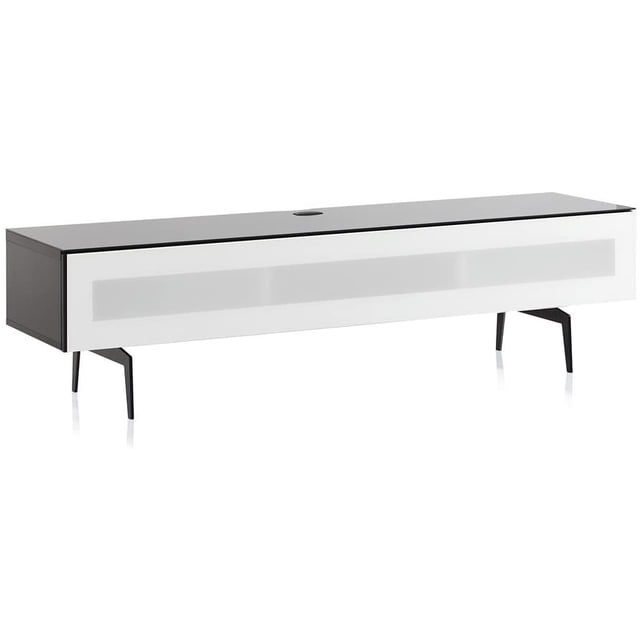 SONOROUS Studio ST-360 I/R Friendly Wood and Glass Modern TV Stand with Spike Metal Legs for Sizes up to 75" (Modern Design Cabinet For Your Audio/Video Components and Consoles) - BLACK