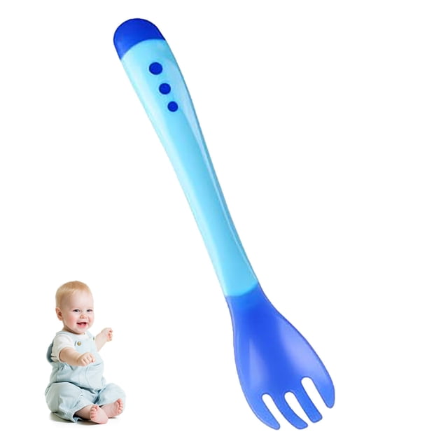 WIFKLSIIPG 2PCS kids Temperature Sensing Tableware Set Utensil Toddler Dinnerware Cutlery Cartoon Food Feeding Spoon Fork