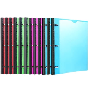 MAKHISTORY Telescoping 3 Ring Binder-12PCS, Flexible Binder with Customized Front Cover+Clear Catalog Pocket+3 Round Rings, Flat Writing Binder, 4 Bright Colors