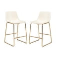 thumbnail image 1 of Heavenly Collection PU Stool, Counter PU Stool, Modern Stool with Gold Legs, Kitchen Stool, Restaurant Stool, Island Stool, with Footrest - Set 2, 1 of 7