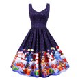 thumbnail image 1 of Fridja Femmes Casual Noël Imprimé Sans Manches Tirer Dos Swing Robe de Soirée, 1 of 9