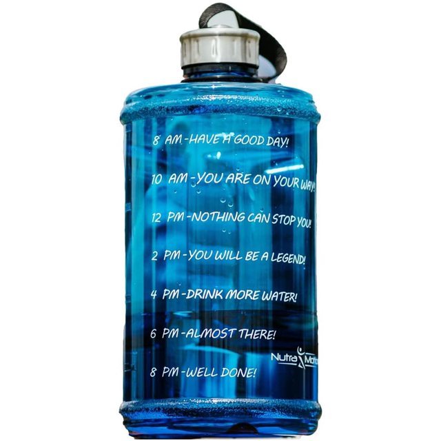 Sports Water Bottle | Large 2 Liter Bottle (Black: With Time Markings)