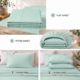 thumbnail image 4 of Comfy Bamboo World Series 4pc Microfiber Sheet Set, Full Size Bedsheet, Light Green, 4 of 6