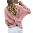thumbnail image 3 of Chandail d'Hiver en Tricot pour Femmes, Col en V, Mi-Long, avec Perles, 3 of 6