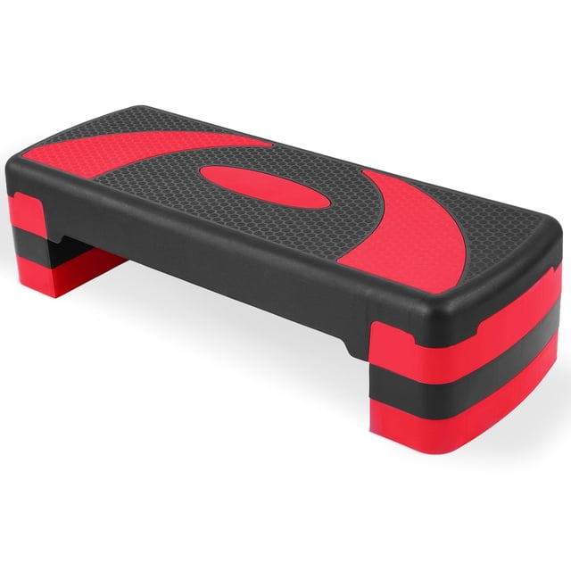 BalanceFrom Aerobic Step Platform Trainer with Adjustable 3-Level Risers, Black & Red