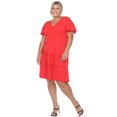 thumbnail image 2 of White Mark Robe à Volants à Manches Courtes et Col en V pour Femme Grande Taille, 2 of 6