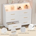 thumbnail image 4 of Commode Moderne à 6 Tiroirs avec Station de Recharge et Lumières DEL RVB – Petite Commode en Bois avec Tablette pour Chambre, Nursery Ou Appartement, 4 of 7