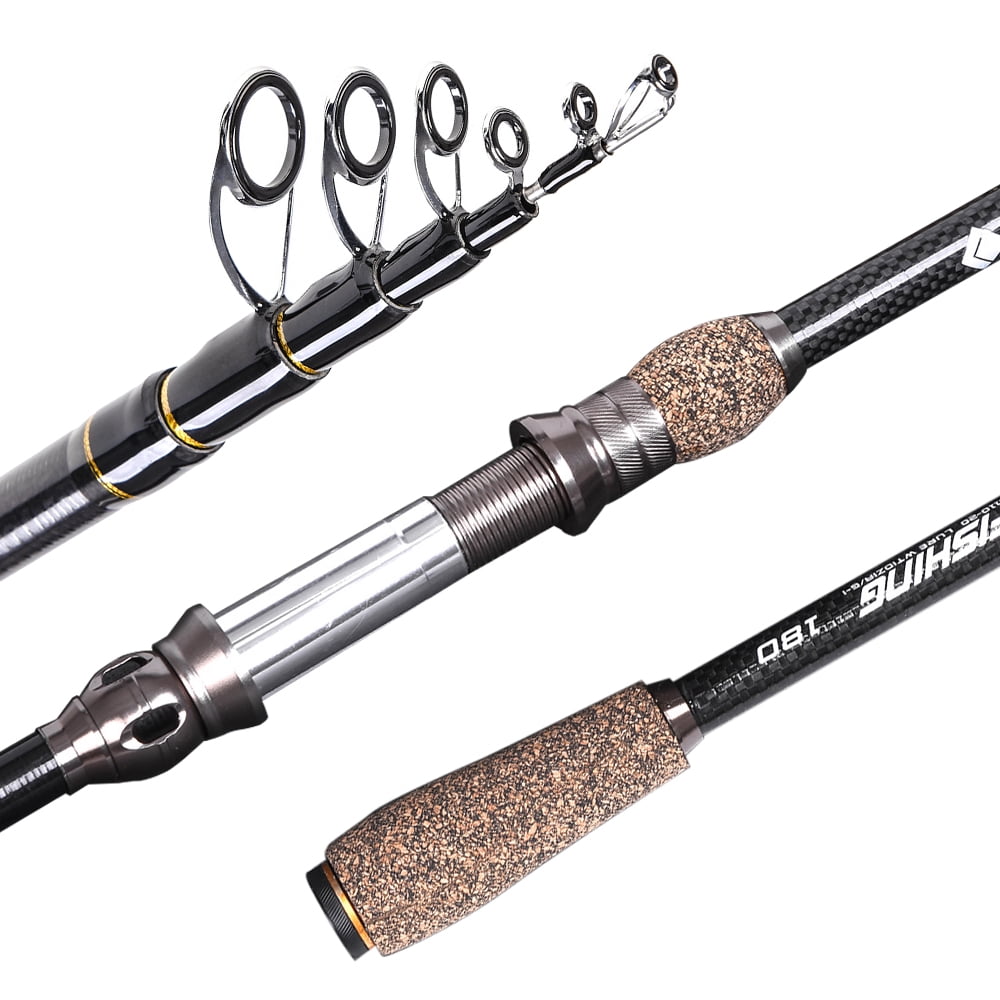 1.8m / 2.1m / 2.4m / 2.7m Telescopic Carbon Fishing Rod Ultralight Travel Sea Fishing Rod Pole with Cork Handle