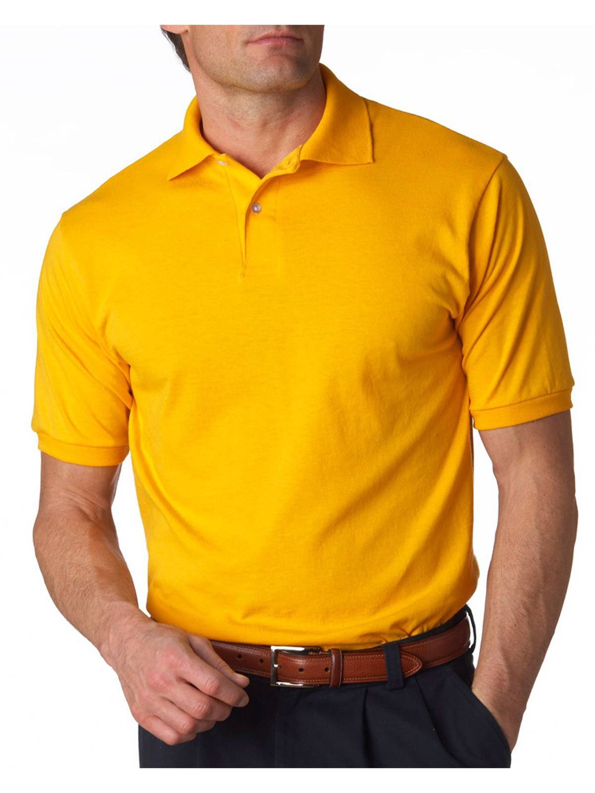 Jerzees Men's SpotShield Button Down Polo Sport Shirt, Gold S