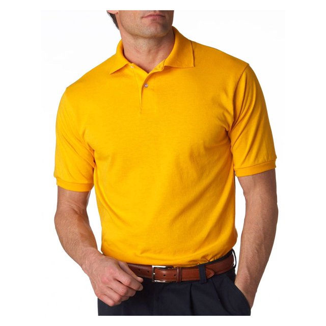 Jerzees Men's SpotShield Button Down Polo Sport Shirt, Gold S