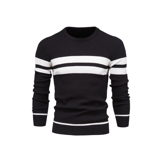 Innerwin Pull à Manches Longues pour Hommes Pull Col Rond Ample Tricoté Noir S