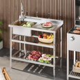 thumbnail image 2 of BeesClover Commercial Stainless Steel Utility Sink, Freestanding Single Bowl Laundry/Kitchen Sink with Pull-Down Hot & Cold Water Faucet, Built-In Wash Board, Open Shelf for Indoor and Outdoor Use, 2 of 8