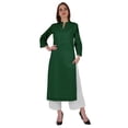 thumbnail image 1 of Bimba Kurta en Coton Col Mandarin avec Plis pour Femmes Ethnique Indienne Droite Unie, 1 of 7