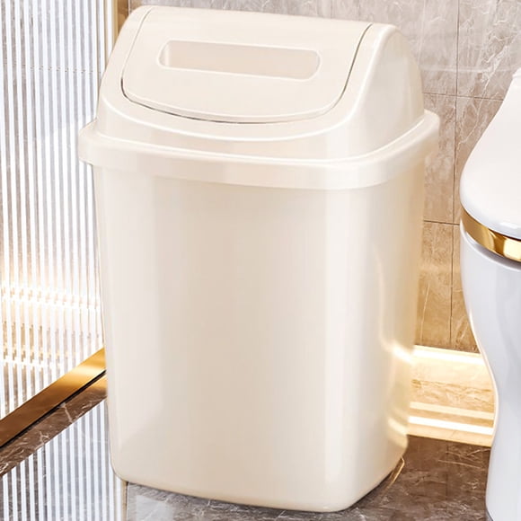 TopLLC Bathroom Trash Can With Lid Small Garbage Can With Press Lid Plastic Wastebasket Flip Lid Trash With Popup Lid For Toilet Office Bedroom Living Room Plastics garbage bin