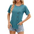 thumbnail image 3 of AherBiu T-Shirts à Manches Courtes pour Femmes Été Décontracté Ample Col Rond Haut Confortable T-Shirts Chemises Blouse de Tous les Jours, 3 of 6