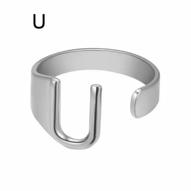 CUITING Fashion Adjustable Initial Alphabet Letter A-Z Ring Finger Rings Women Jewellery-Silver C