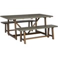 thumbnail image 1 of Brennan Solid Wood 3 Piece Trestle Dining Set in Gray/Brown, 1 of 6