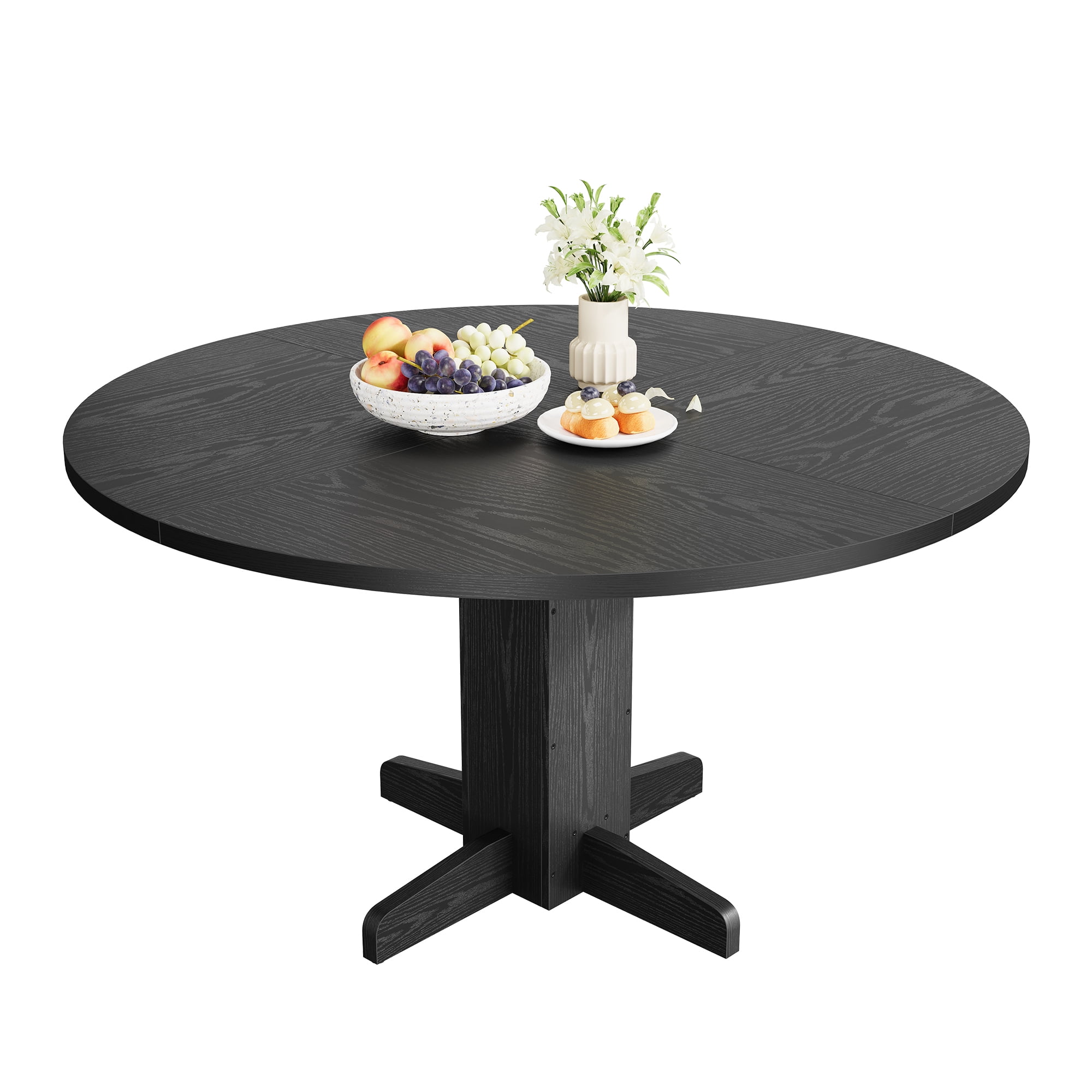 BeesClover 47 Inch Round Dining Table for 4,Farmhouse Wood Kitchen Table, Circle Dinner Table for Kitchen, Living Room, Dining Room(No Chair)