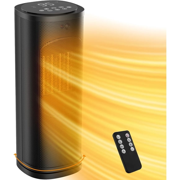 TIOKVIOP 1500W PTC Ceramic Space Heater with Thermostat, Remote, 12H Timer, 60° Oscillation and Safety Protection