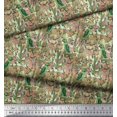 thumbnail image 3 of Soimoi polyester Crepe Fabric Leaves, & Parrot Bird Printed Fabric 1 Yard 52 Inch Wide, 3 of 3
