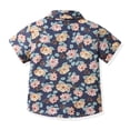 thumbnail image 5 of Chemises Garçons Été Plage Hawaïenne Florale Manches Courtes Décontracté Chemise Col Chemise Marine 2-3 Ans, 5 of 5