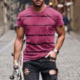 thumbnail image 1 of Qertyioot Chemises Hawaïennes pour Hommes en Solde, Col Rond Rayé Imprimé Pull Entraînement Physique Manches Courtes, 1 of 5