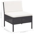 thumbnail image 4 of vidaXL 3 Piece Garden Lounge Set with Cushions Poly Rattan Black, 4 of 5
