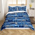 thumbnail image 1 of Erosebridal Blue Train Comforter Cover Full, Steam Engine Bedding Full Size, Cartoon Vehicle Decor, Reversible 3-Piece（No Comforter）, 1 of 6