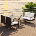 thumbnail image 4 of Costway 4 PCS Patio Conversation Set with Coffee Table Solid Acacia Wood Armrests Tabletop, 4 of 10