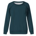 thumbnail image 4 of Yuyuzo 2023 Automne Chandail Sportif Uni pour Femme Décontracté Ample à Col Rond Raglan à Manches Longues Tunique à Enfiler Hauts Bleu Foncé, 4 of 7