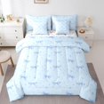 thumbnail image 1 of Erosebridal Bow Ribbon Bed in a Bag Full size, Blue Bed Set, Cartoon Bowknot decor, Reversible 7 Pieces, 1 of 1