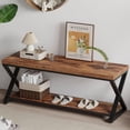 thumbnail image 1 of Banc en Bois Intérieur Banc d'Entrée en Bois avec Étagère de Rangement pour Chaussures pour Vestibule Banc d'Entrée Industriel Siège pour Vestibule Chambre Salon Organisation d'Entrée Chêne Rustique Long, 1 of 4