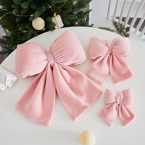 Velvet Bow Nœud de Noël 35 cm Roses Pendentif de Décoration de Noël Surdimensionné en Velours Décoration de Mariage Ornement de Sapin de Noël, Rose (1 Pcs) JASKFLY