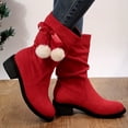 thumbnail image 5 of LSLJS Bottes Mi-Mollet pour Femmes, Style Britannique en Daim Bout Rond Talon Épais Bottes Western Cowboy Bottes Slim, 5 of 5