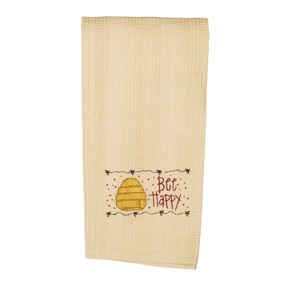 The Country House Collection Abeille Ruche Heureuse 19 x 28 Serviette de Cuisine en Coton Brodé Gaufré