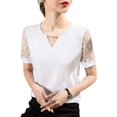 thumbnail image 1 of Nouvelle Blouse Décontractée à Manches Courtes Col en V pour Femmes, 1 of 7